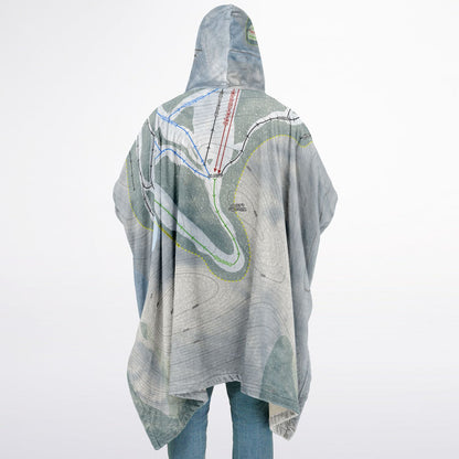 Willard Mountain, New York Ski Resort Map Flannel Blanket Poncho