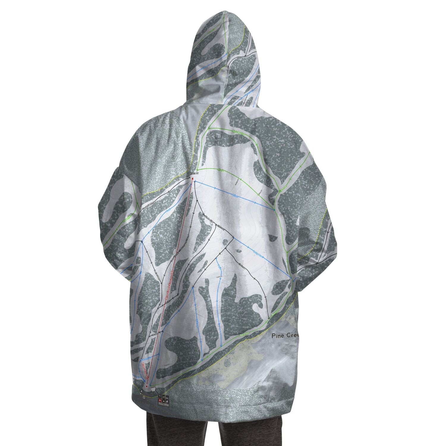 Pine Creek, Wyoming Ski Trail Map Snug Hoodie - Powderaddicts