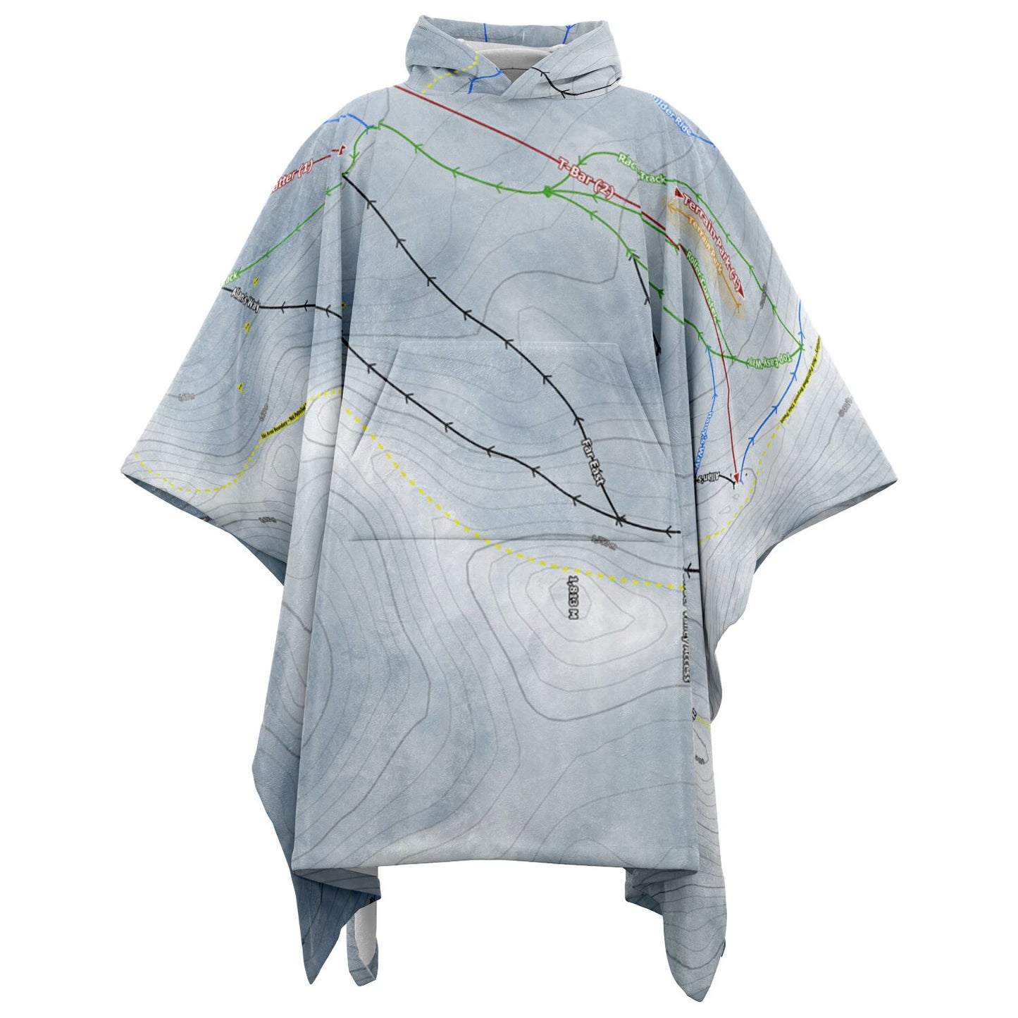 Rainbow, New Zealand Ski Resort Map Flannel Blanket Poncho - Powderaddicts