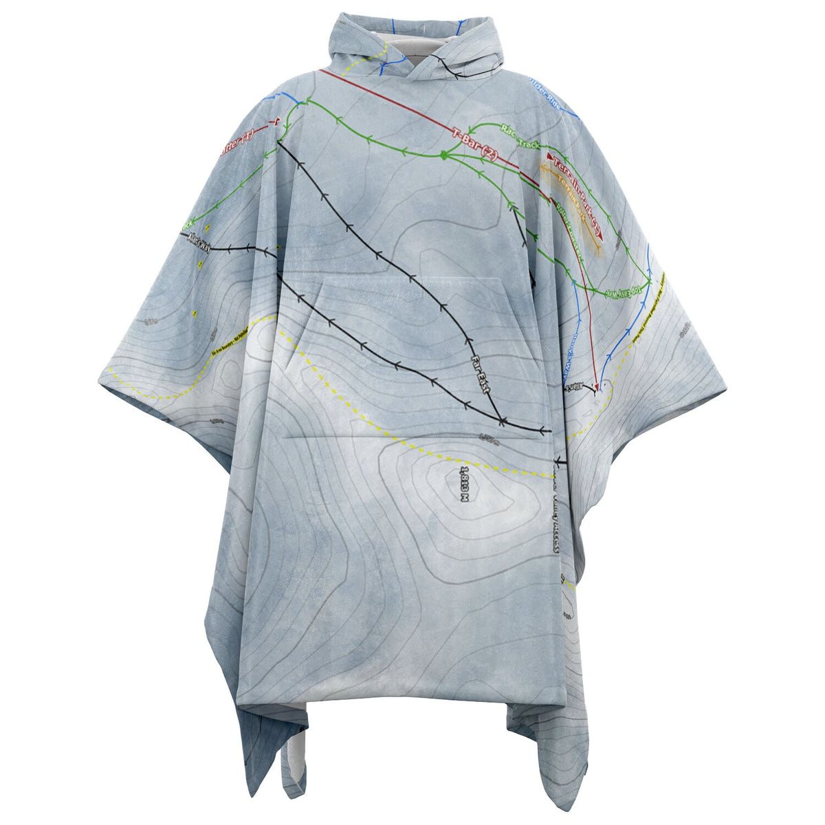 Rainbow, New Zealand Ski Resort Map Flannel Blanket Poncho