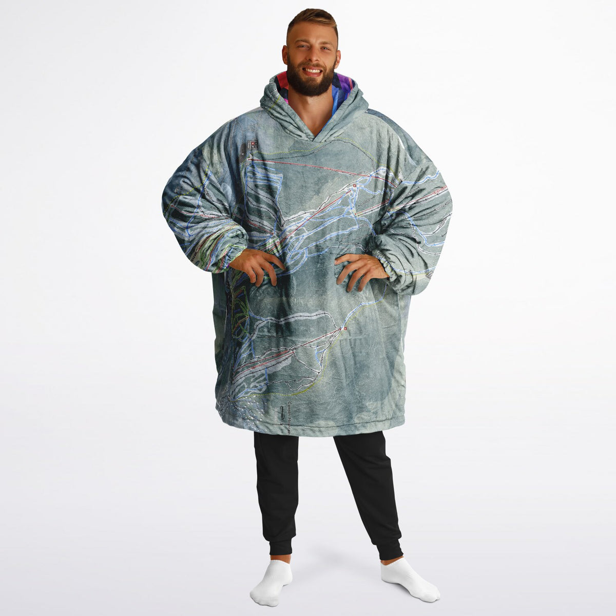 Cannon Mountain, New Hampshire Ski Resort Map Reversible Snug Hoodie