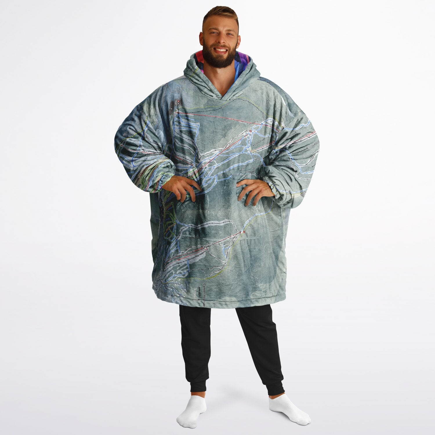 Cannon Mountain, New Hampshire Ski Resort Map Reversible Snug Hoodie