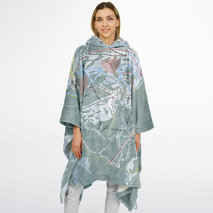 Crystal Mountain, Washington Ski Resort Map Flannel Blanket Poncho