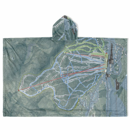 Attitash Mountain, New Hampshire Ski Resort Map Flannel Blanket Poncho
