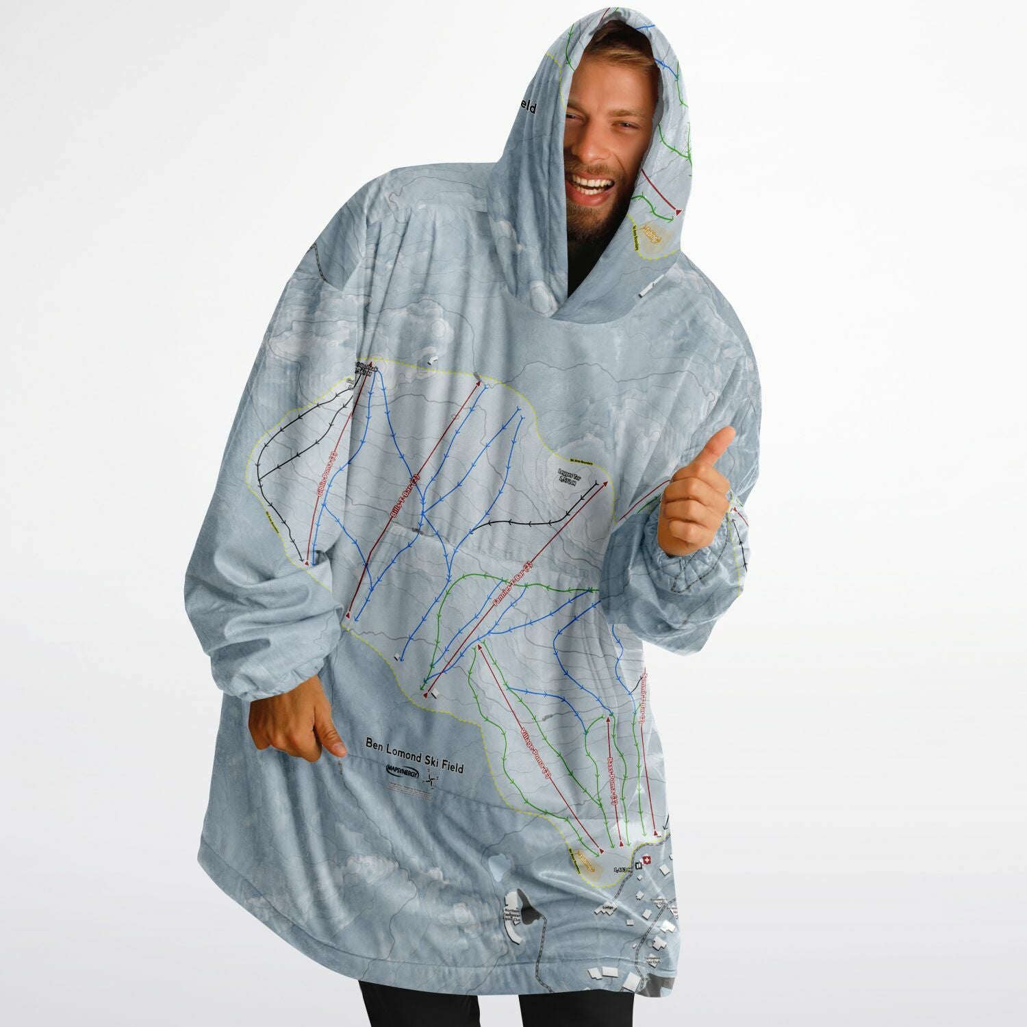 Ben Lomond Ski Resort, Australia Ski Trail Map - Snug Hoodie - Powderaddicts