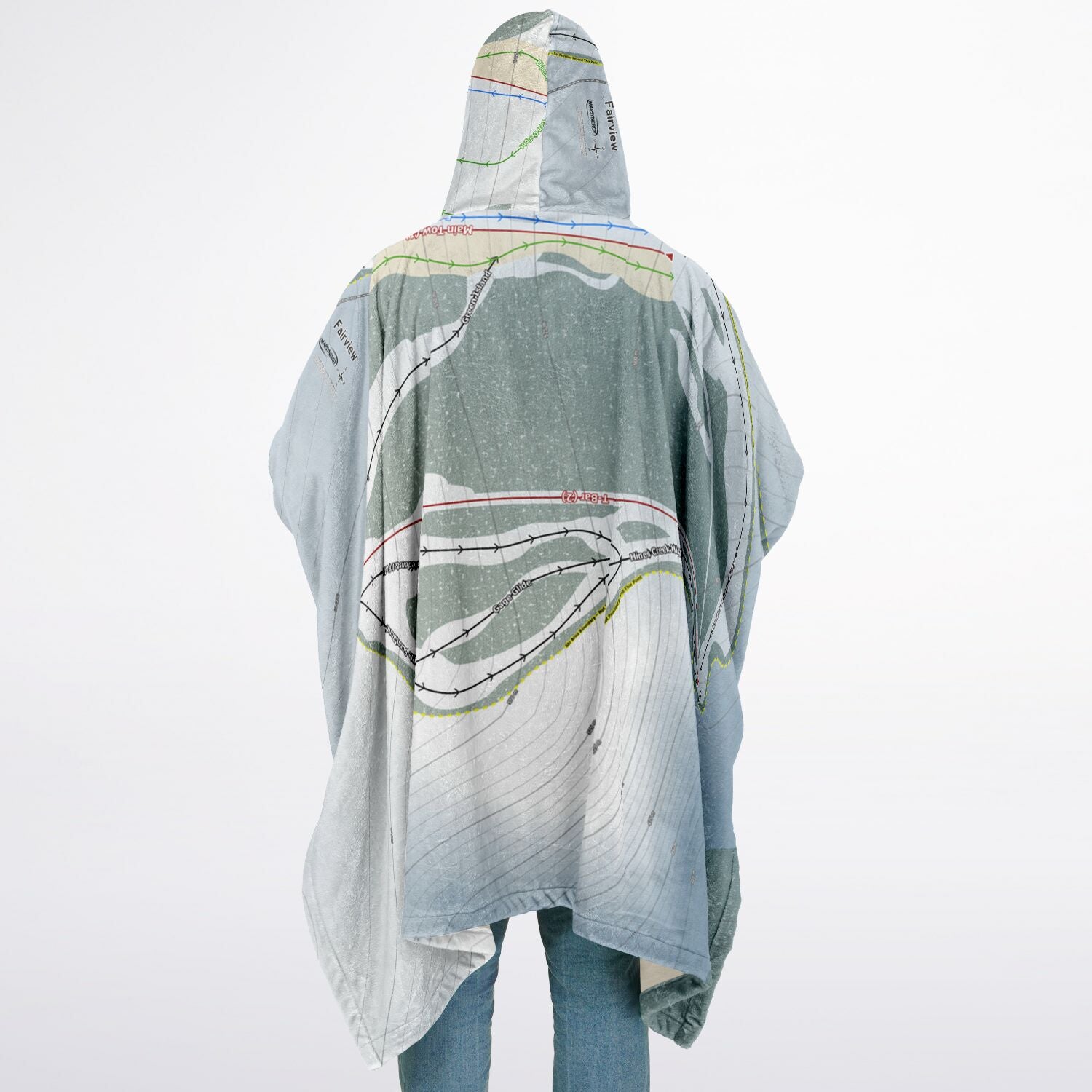 Fairview, Alberta Ski Resort Map Flannel Blanket Poncho