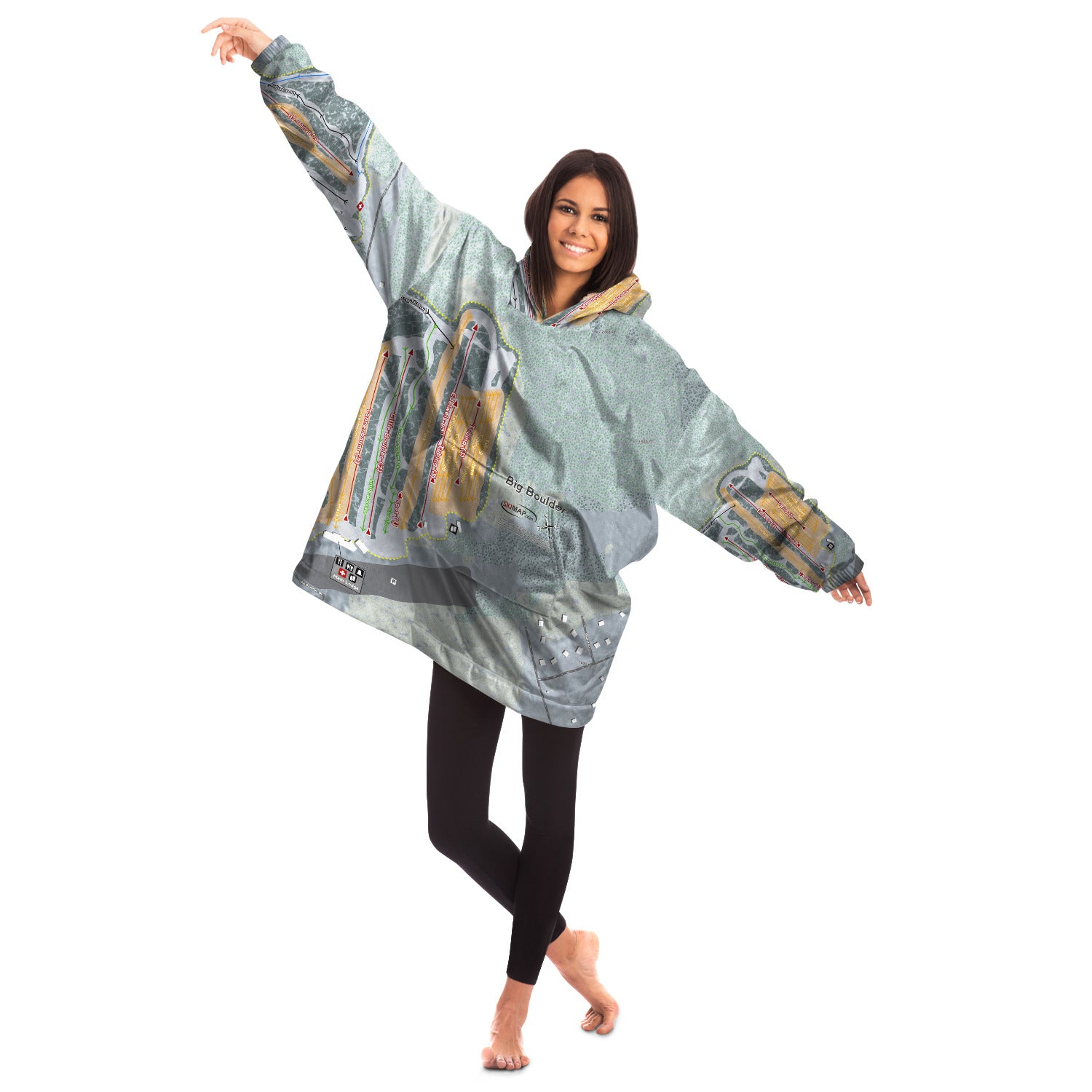 Big Boulder, Pennsylvania Ski Trail Map Snug Hoodie