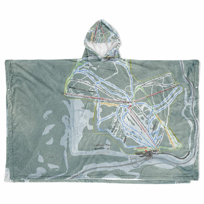 Lookout Pass, Idaho Ski Resort Map Flannel Blanket Poncho