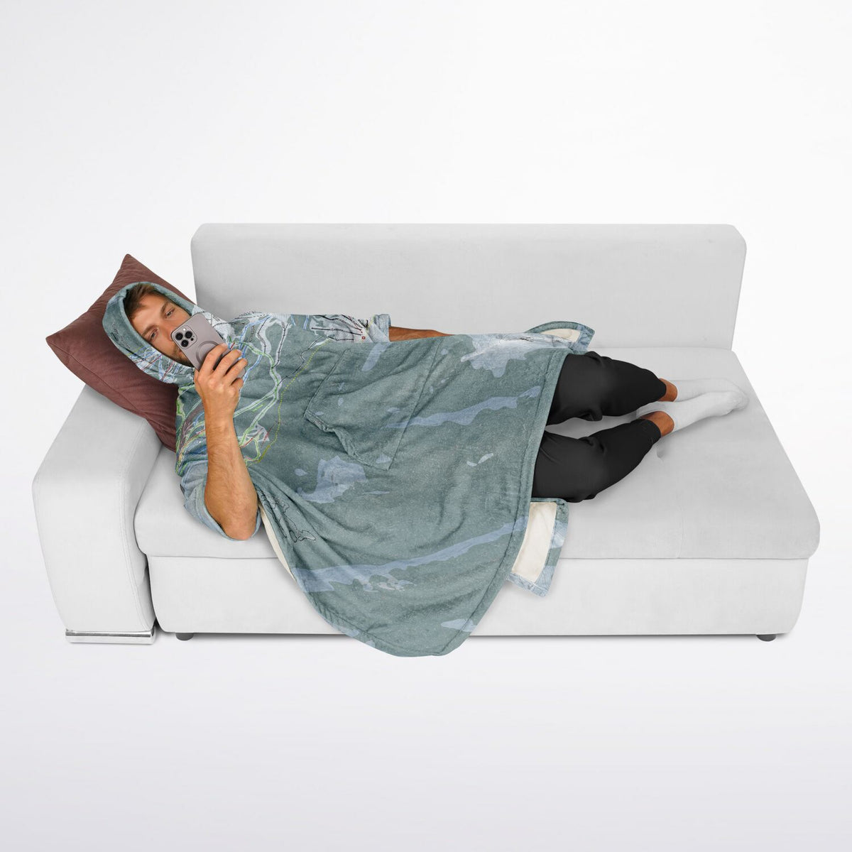 Copper Mountain, Colorado Ski Resort Map Flannel Blanket Poncho