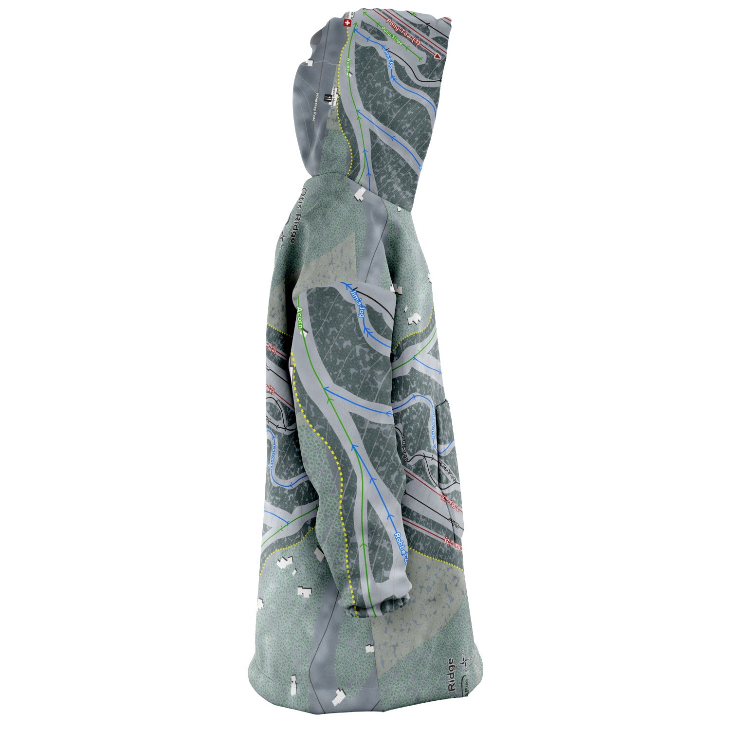 Otis Ridge, Massachusetts Ski Trail Map Snug Hoodie