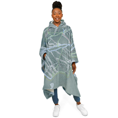 Kimberley, British Columbia Ski Resort Map Flannel Blanket Poncho