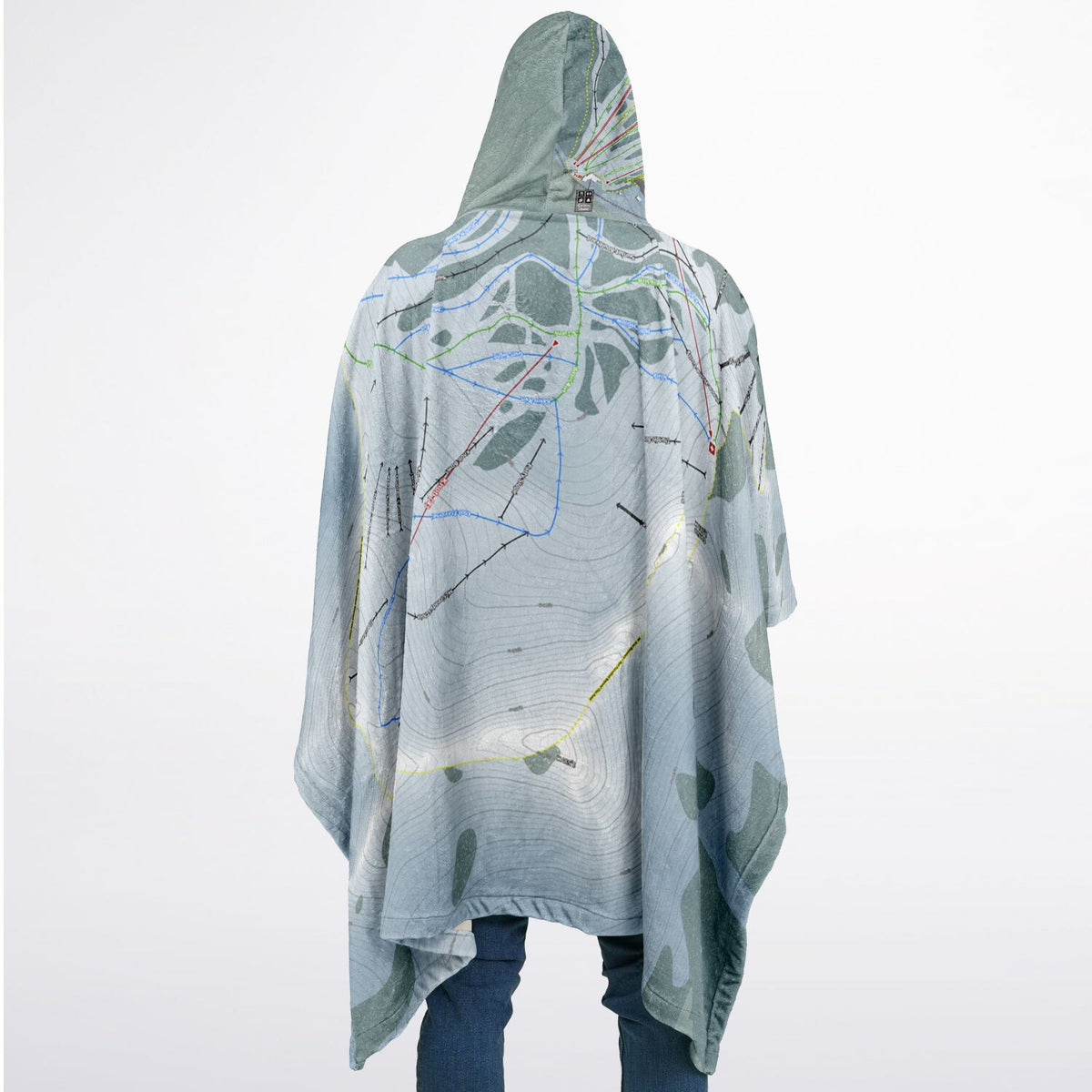 Marmot Basin, Alberta Ski Resort Map Flannel Blanket Poncho