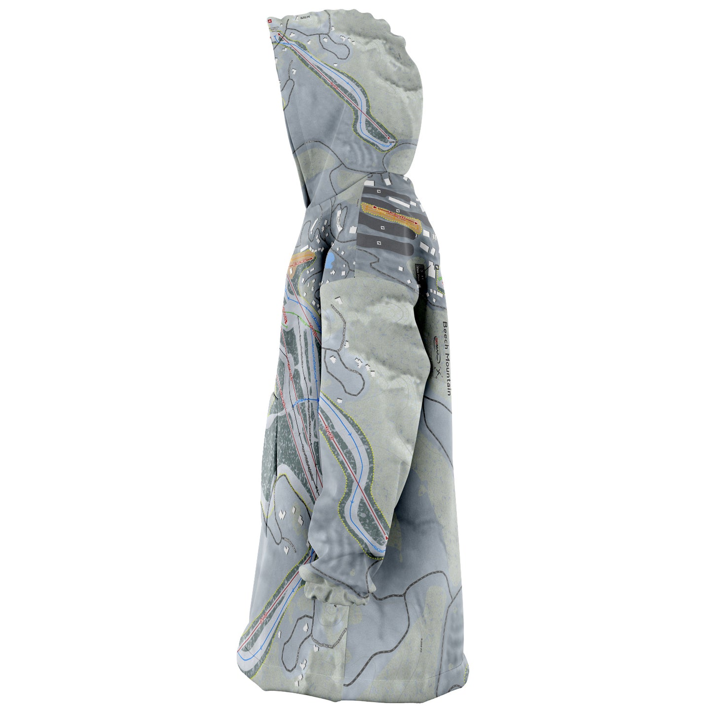 Beech Mountain, North Carolina Ski Trail Map Snug Hoodie - Powderaddicts