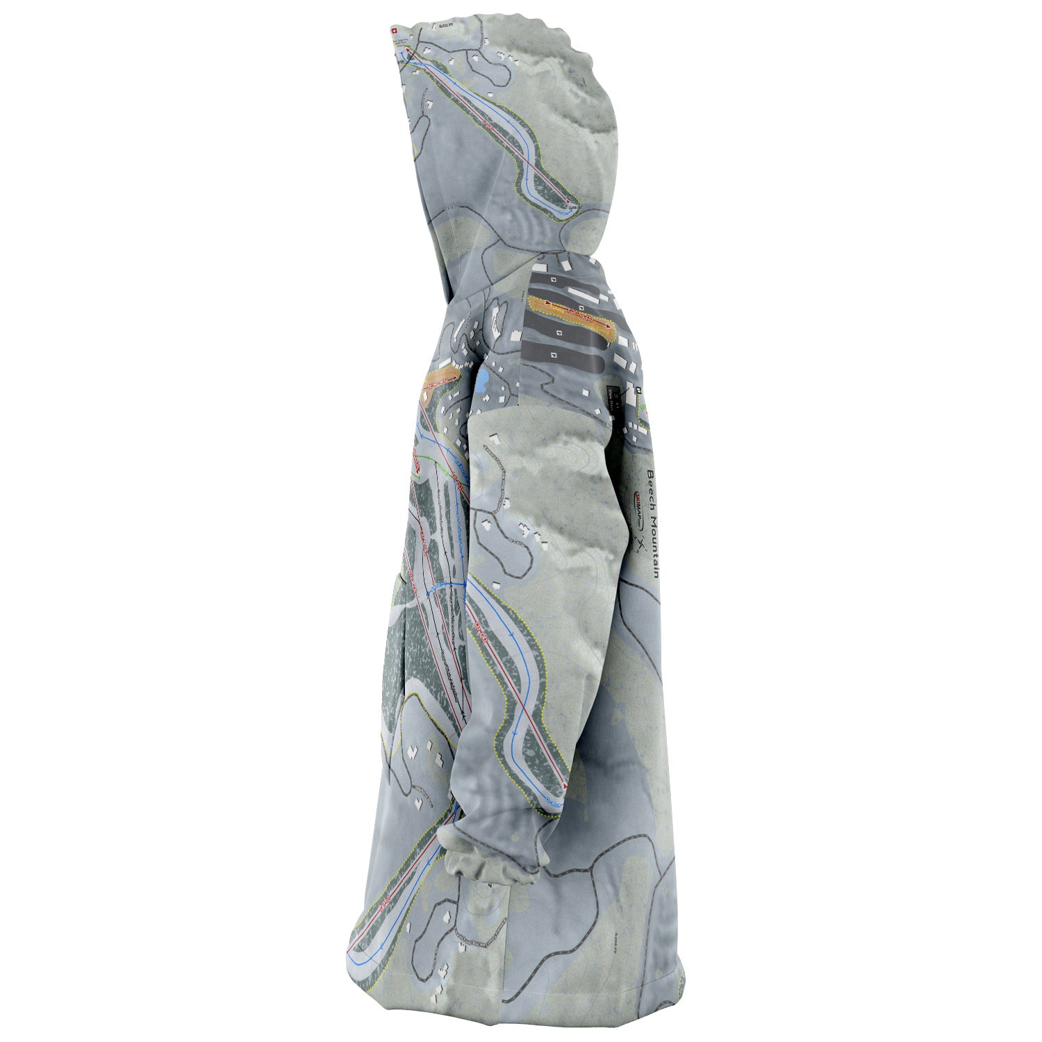 Beech Mountain, North Carolina Ski Trail Map Snug Hoodie - Powderaddicts