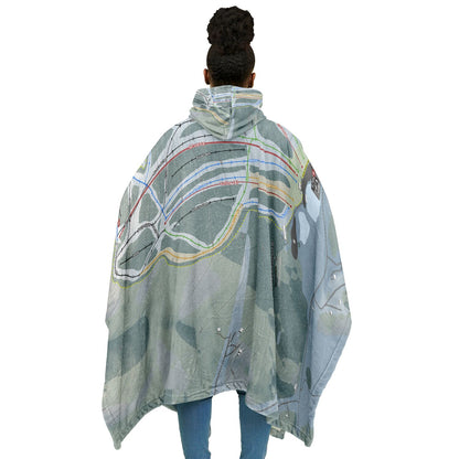 Crotched Mountain, New Hampshire Ski Resort Map Flannel Blanket Poncho