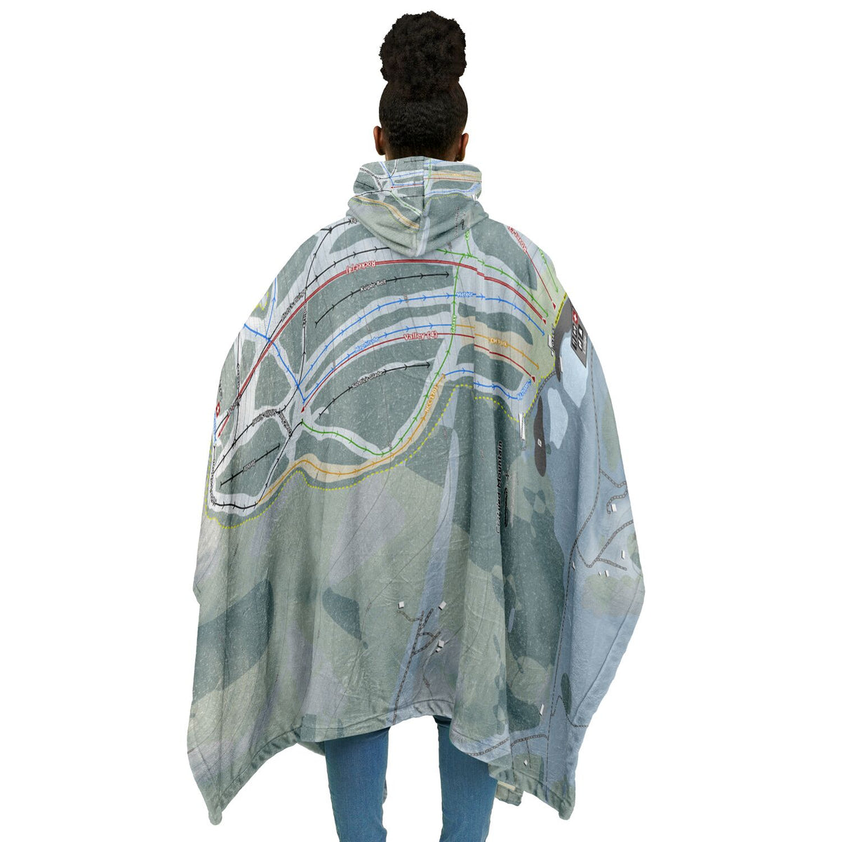 Crotched Mountain, New Hampshire Ski Resort Map Flannel Blanket Poncho