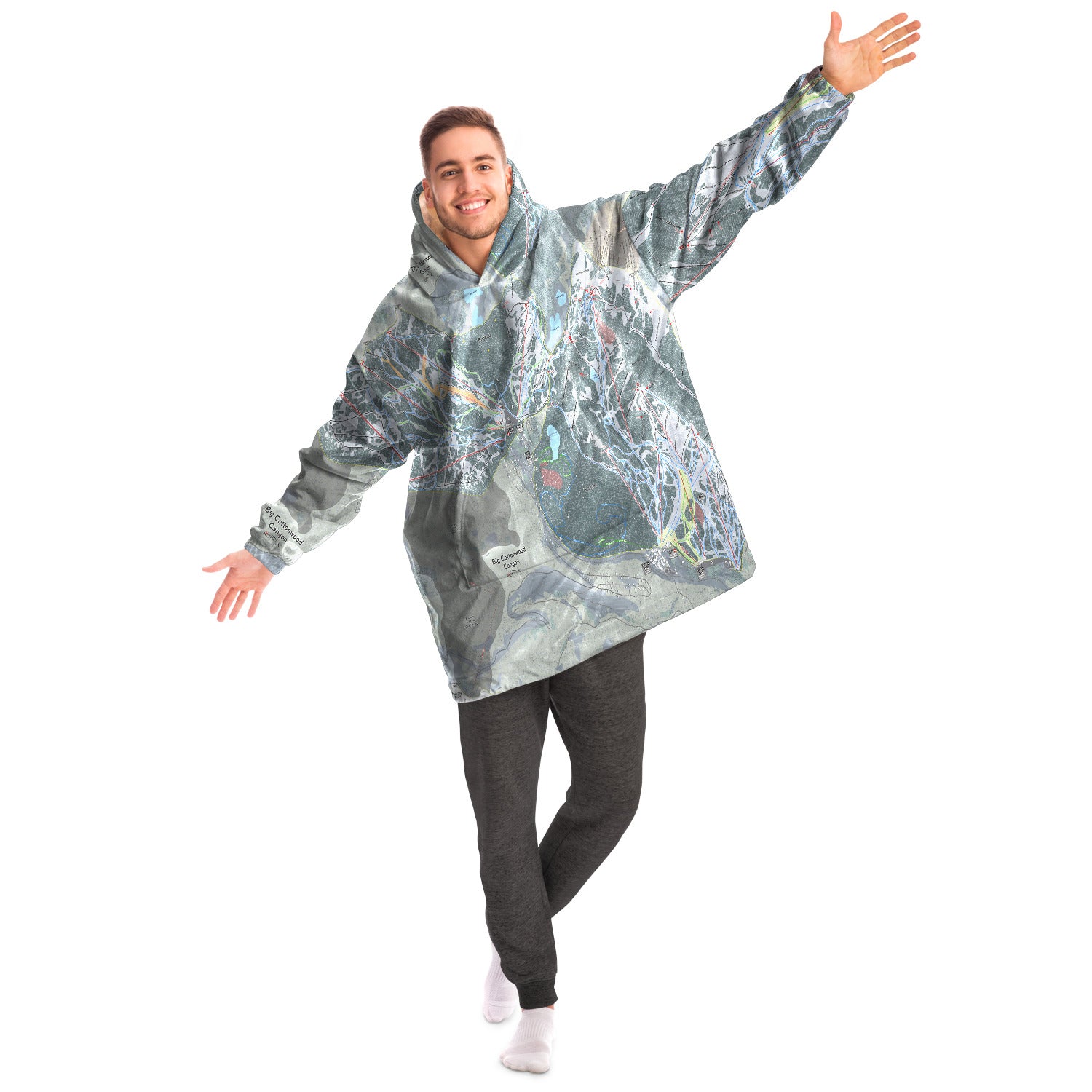 Big Cottonwood Canyon, Utah Ski Trail Map - Snug Hoodie - Powderaddicts