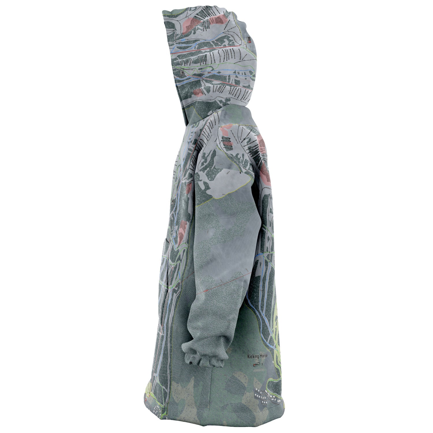 Kicking Horse, British Columbia Ski Trail Map - Snug Hoodie - Powderaddicts