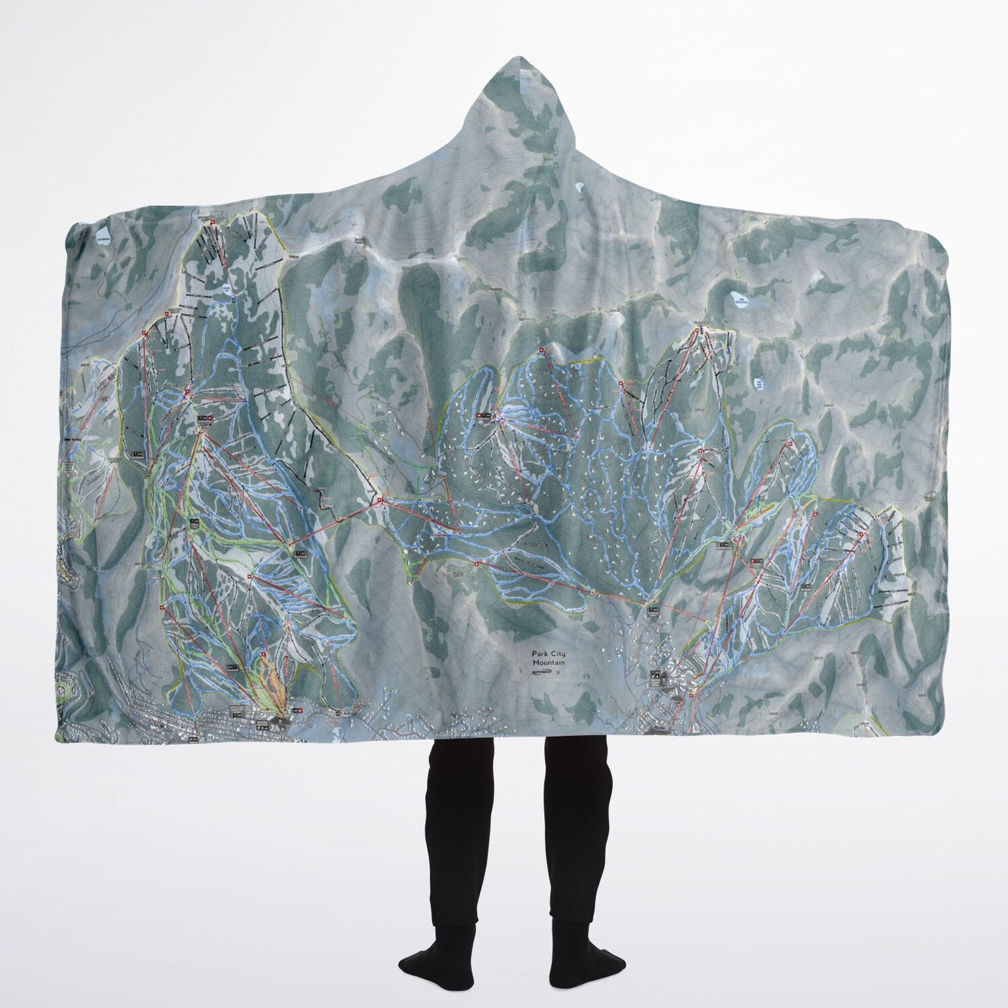 Park City, Utah Ski Trail Map - Adult Hooded Blanket