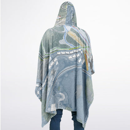 Bousquet Mountain, Massachusetts Ski Resort Map Flannel Blanket Poncho