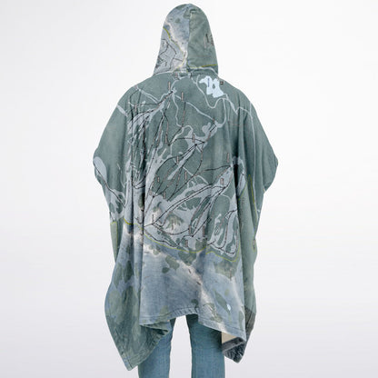 Island Lake Lodge, British Columbia Ski Resort Map Flannel Blanket Poncho