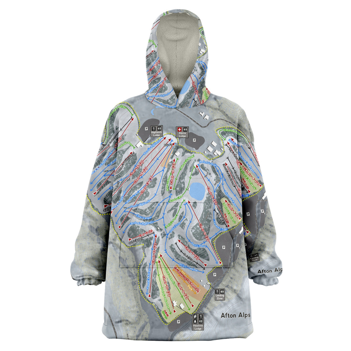 Afton Alps, Minnesota Ski Trail Map - Snug Hoodie
