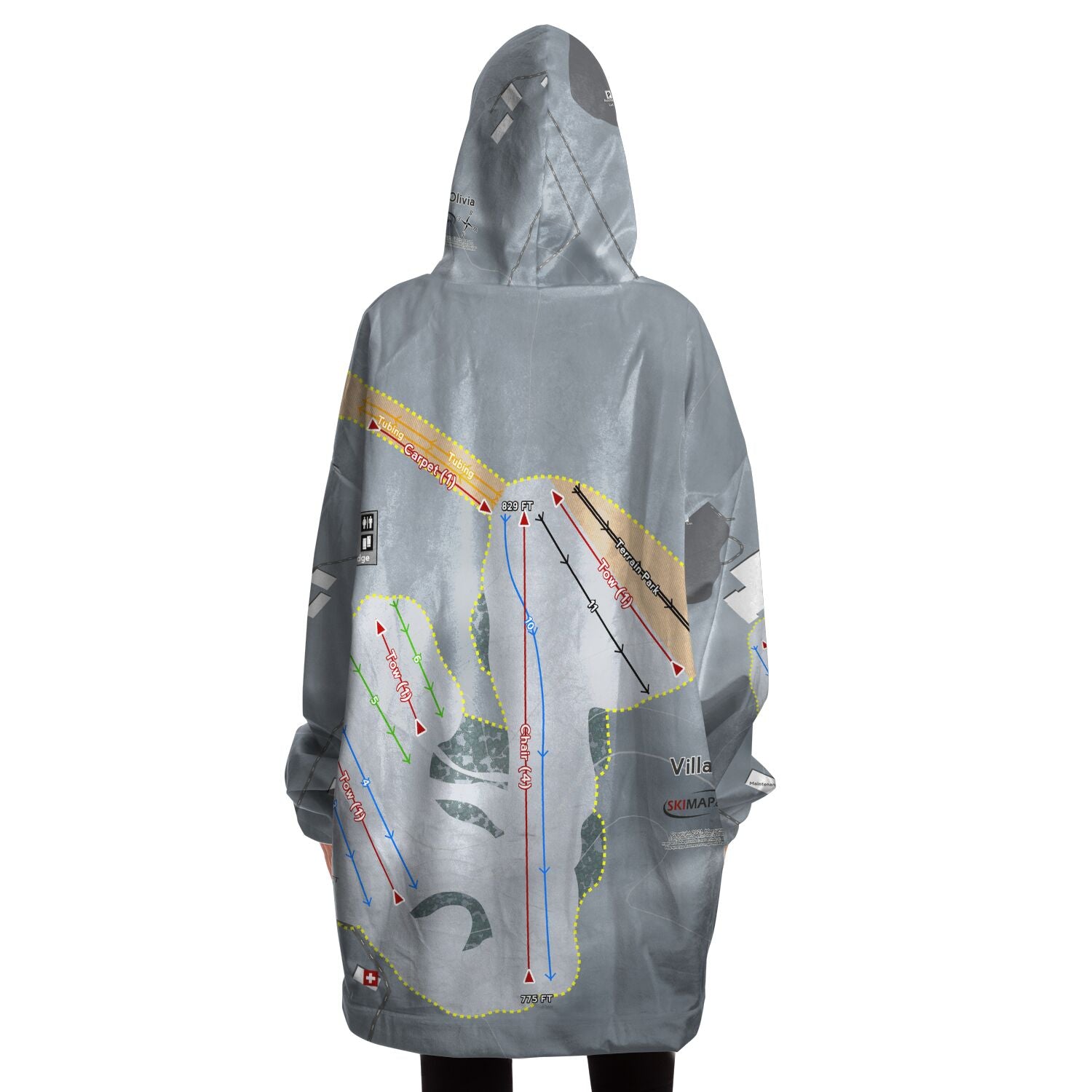 Villa Olivia, Illinois Ski Trail Map - Snug Hoodie - Powderaddicts