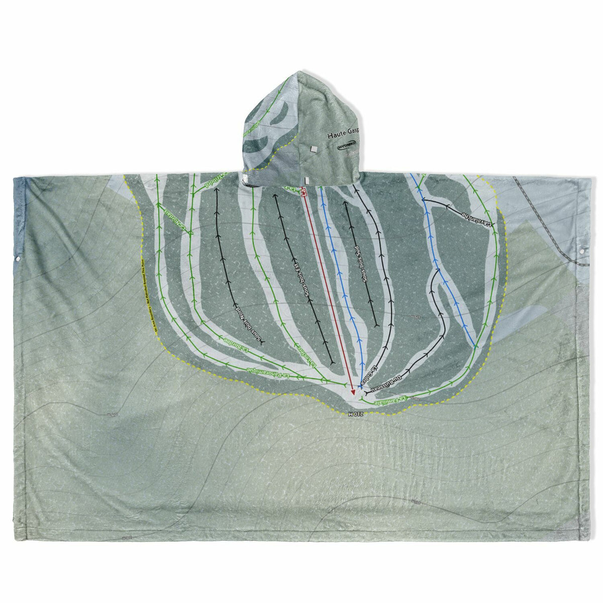 Haute Gaspesie, Quebec Ski Resort Map Flannel Blanket Poncho