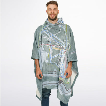 Lookout Pass, Idaho Ski Resort Map Flannel Blanket Poncho