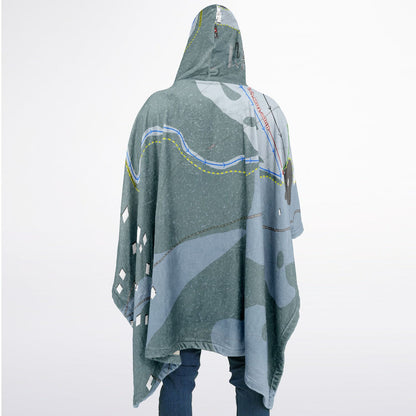Sahalie Ski Club, Washington Ski Resort Map Flannel Blanket Poncho