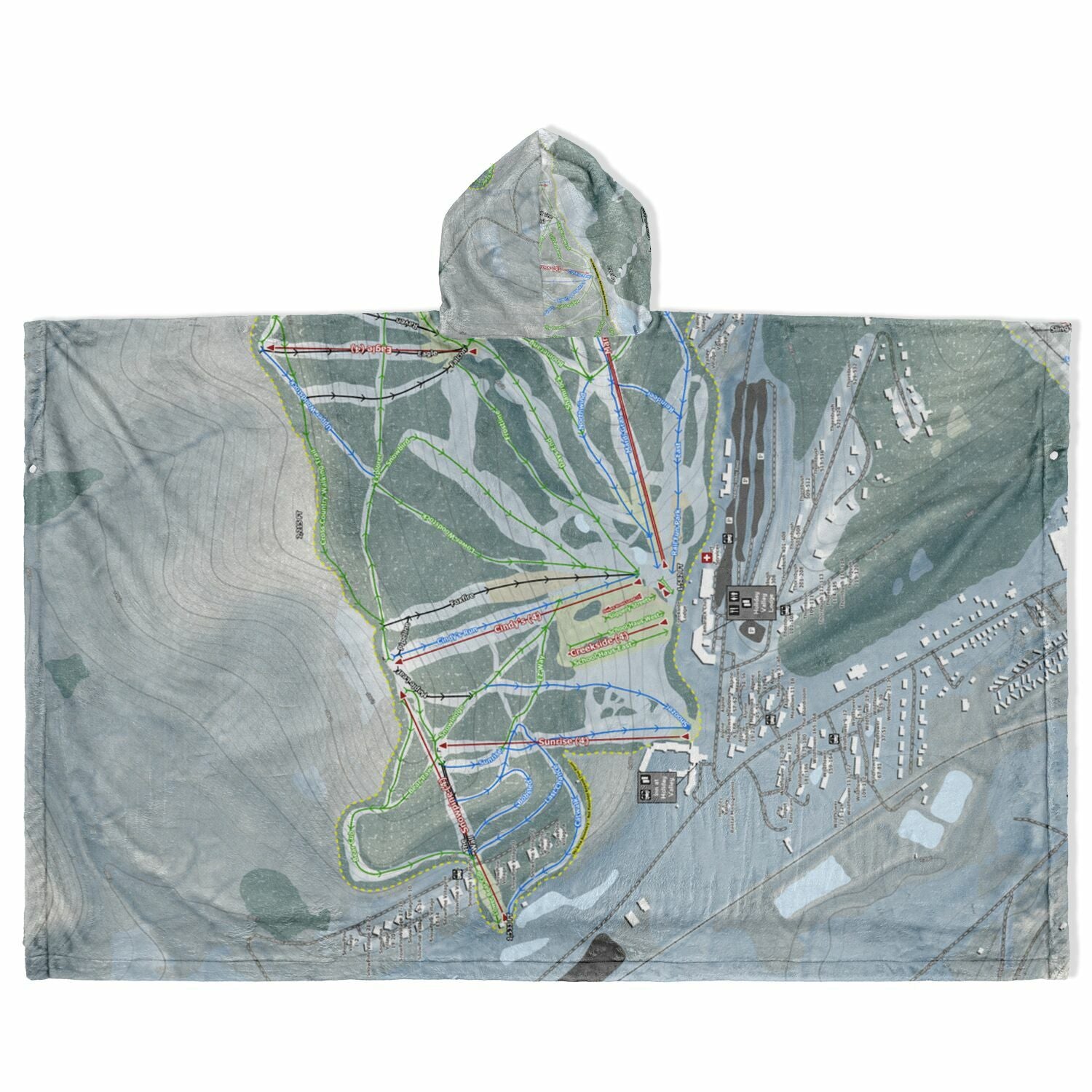 Holiday Valley, New York Ski Resort Map Flannel Blanket Poncho