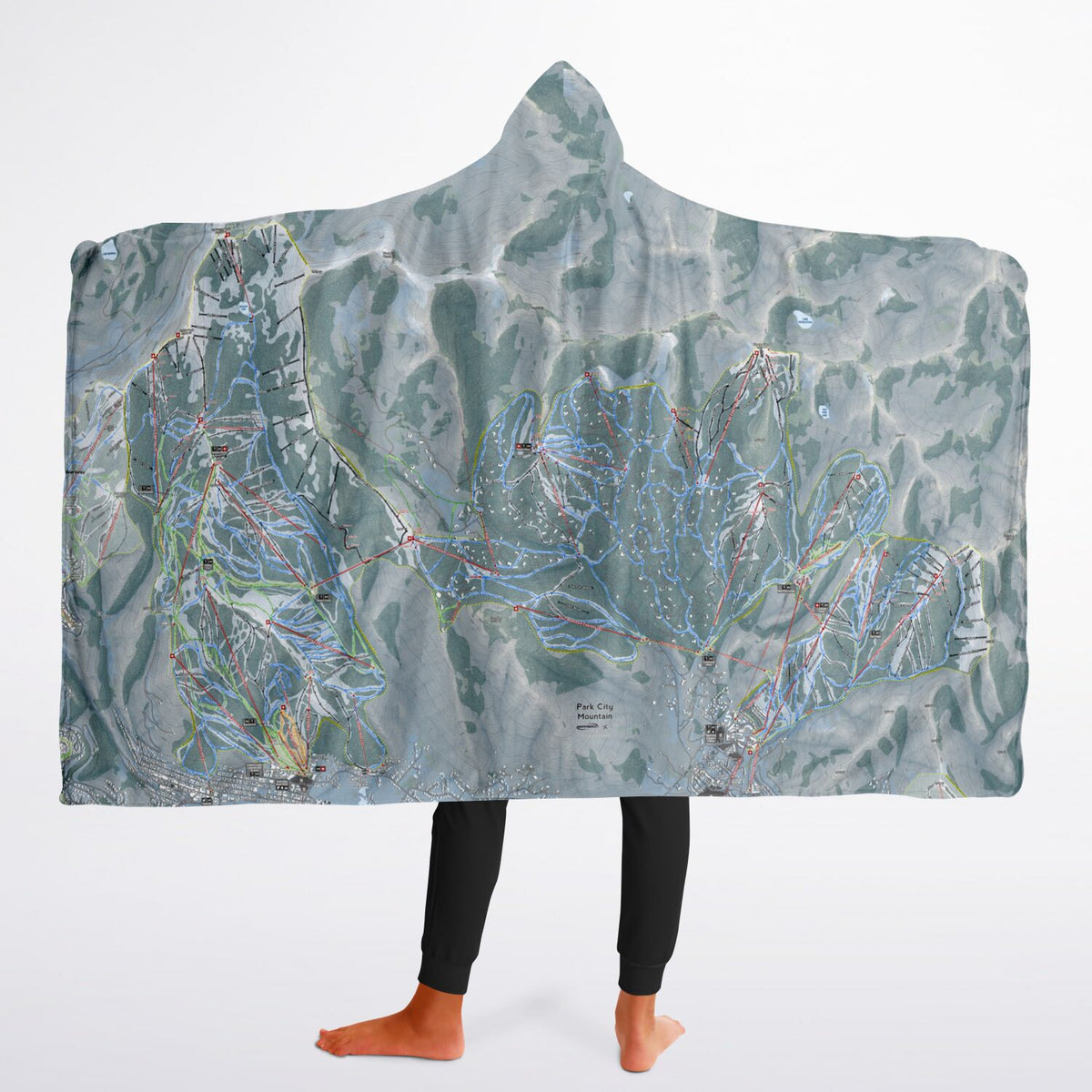 Park City, Utah Ski Trail Map - Youth Hooded Blanket