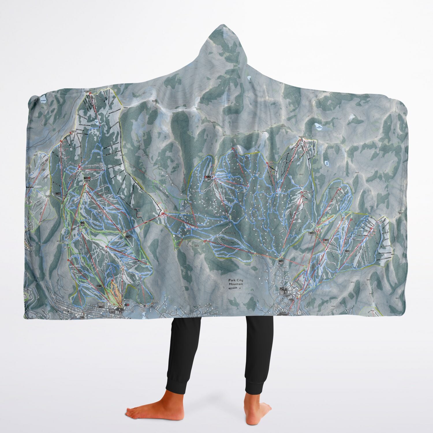 Park City, Utah Ski Trail Map - Youth Hooded Blanket