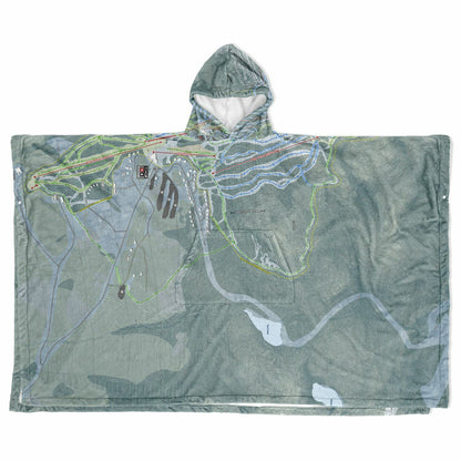 Saddleback Mountain, Maine Ski Resort Map Flannel Blanket Poncho