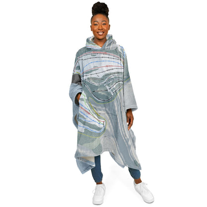 Snow Ridge, New York Ski Resort Map Flannel Blanket Poncho