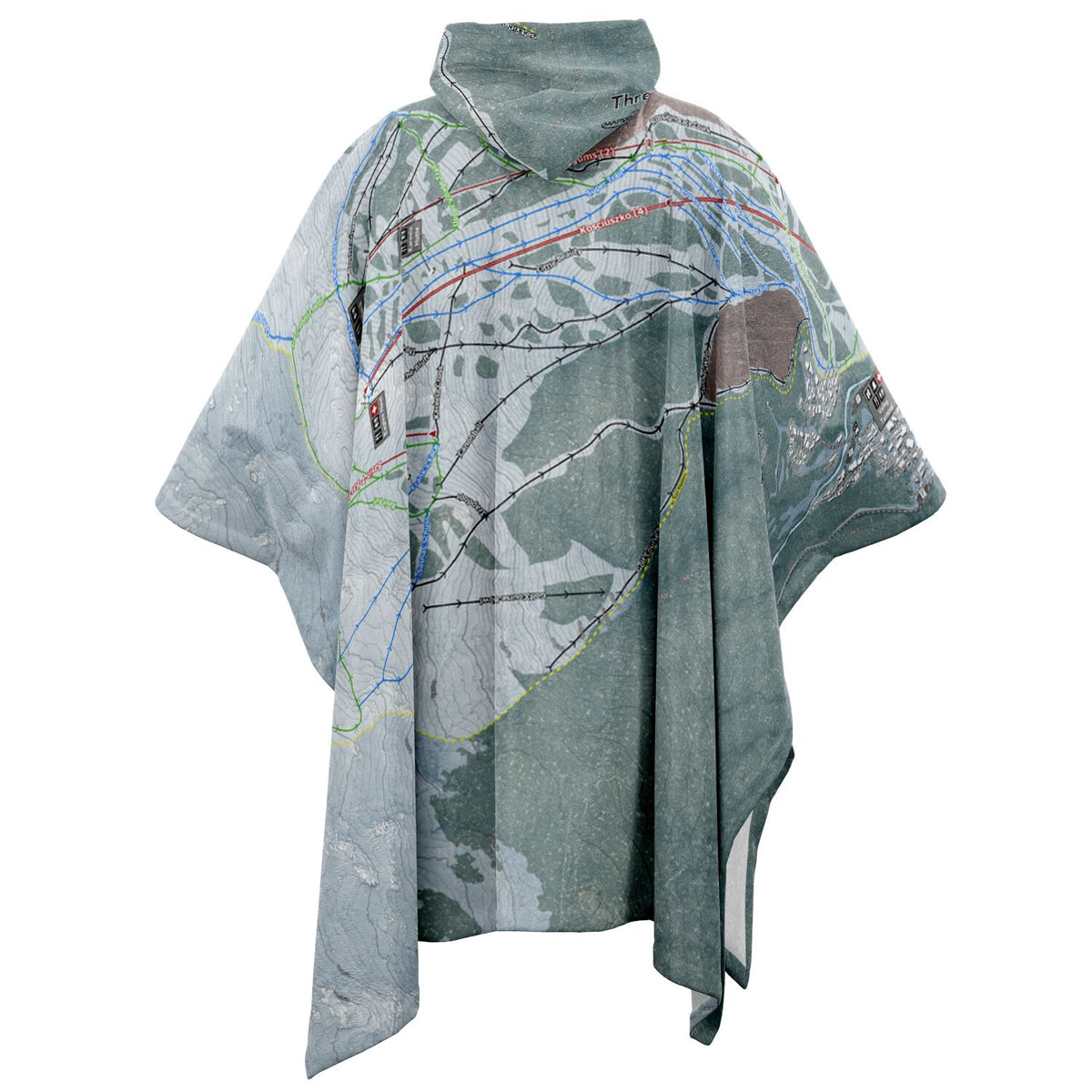 Thredbo, Australia Ski Resort Map Flannel Blanket Poncho