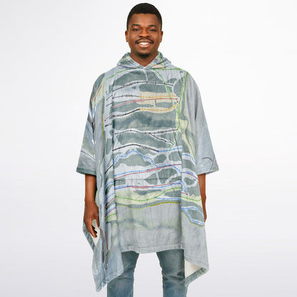 Kissing Bridge, New York Ski Resort Map Flannel Blanket Poncho