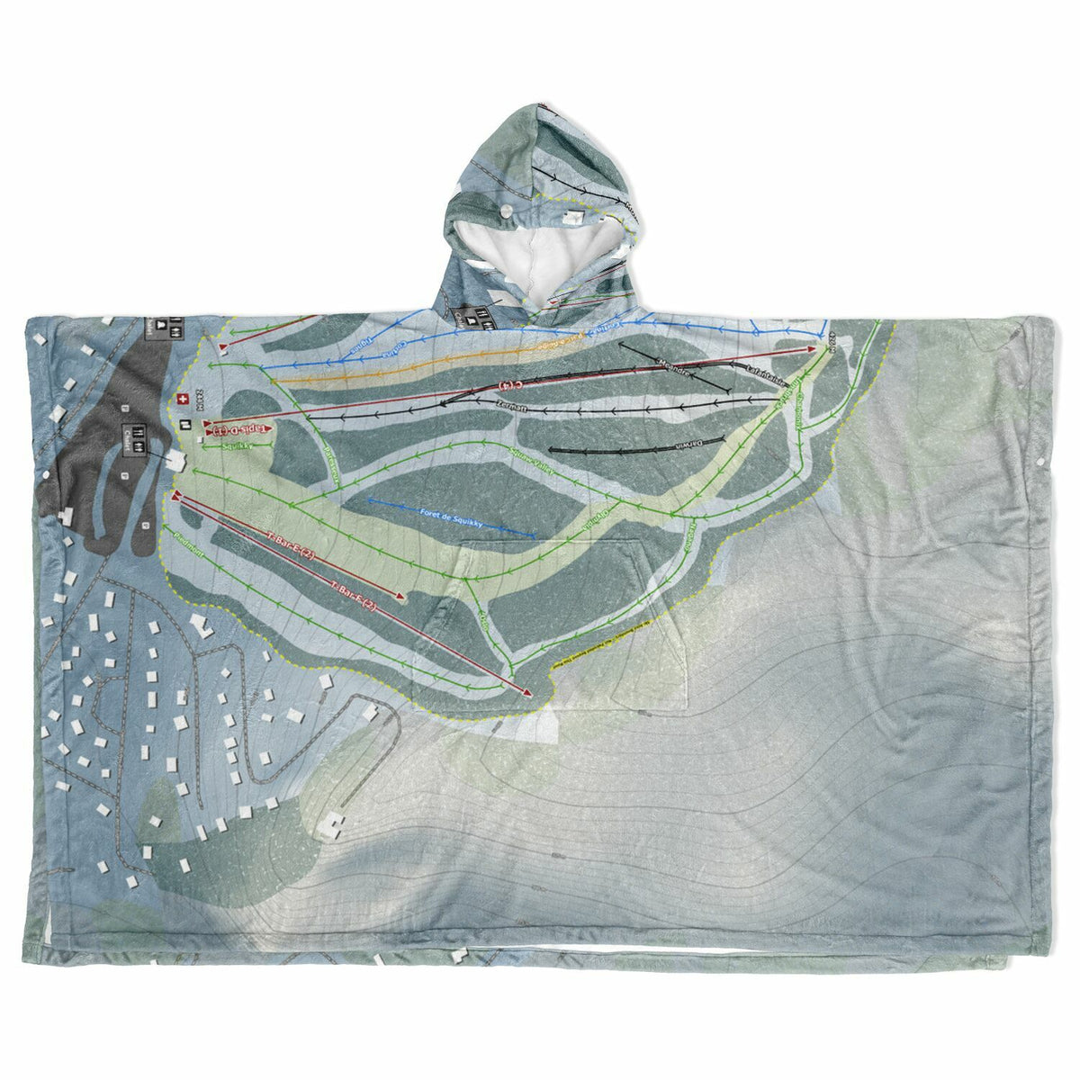 Sommet Olympia, Quebec Ski Resort Map Flannel Blanket Poncho