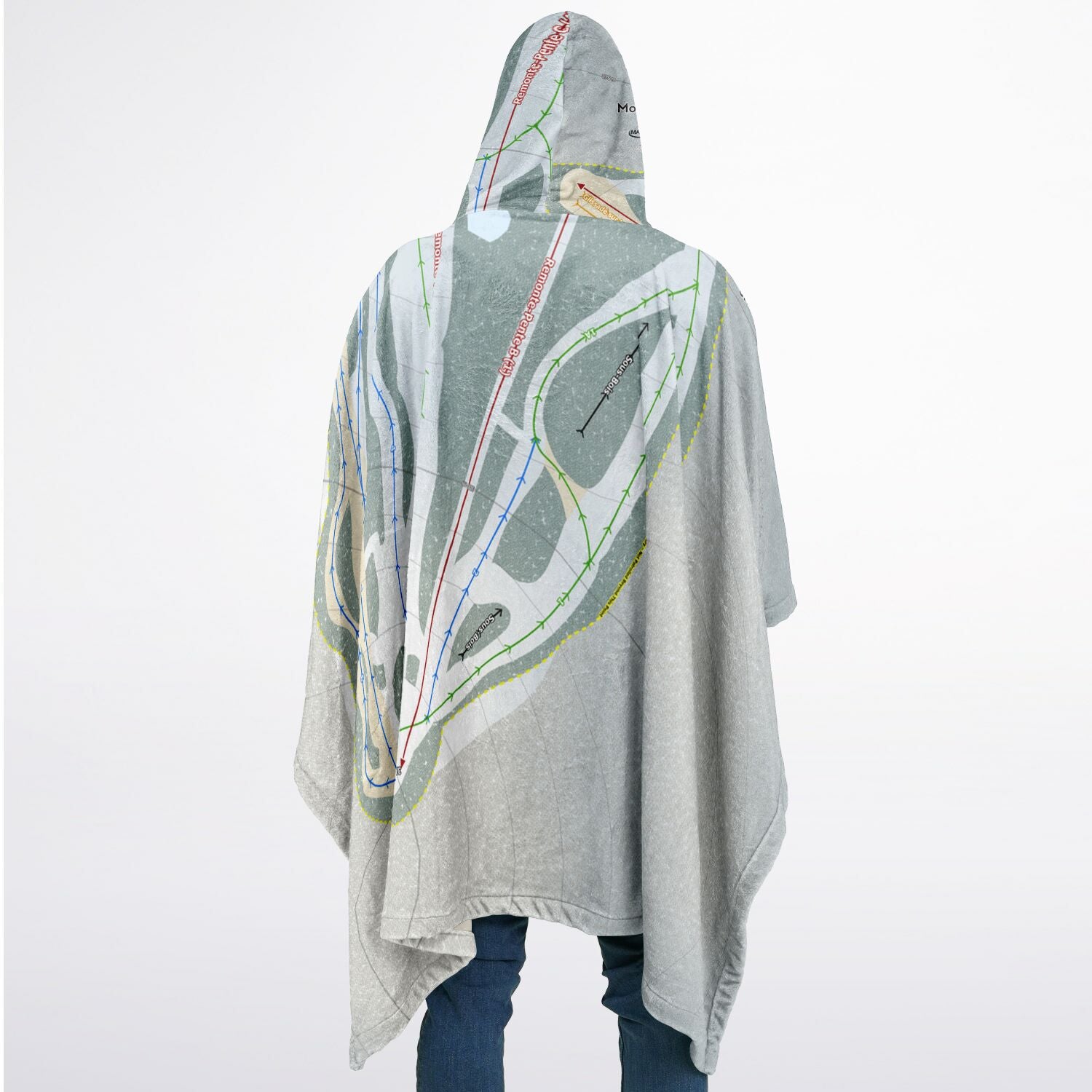 Mont-Bellevue, Quebec Ski Resort Map Flannel Blanket Poncho