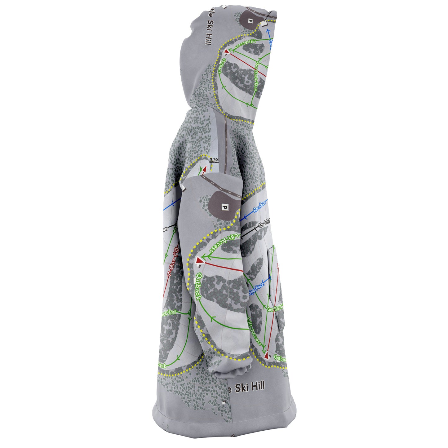 Little Ski Hill, Idaho Ski Trail Map Snug Hoodie