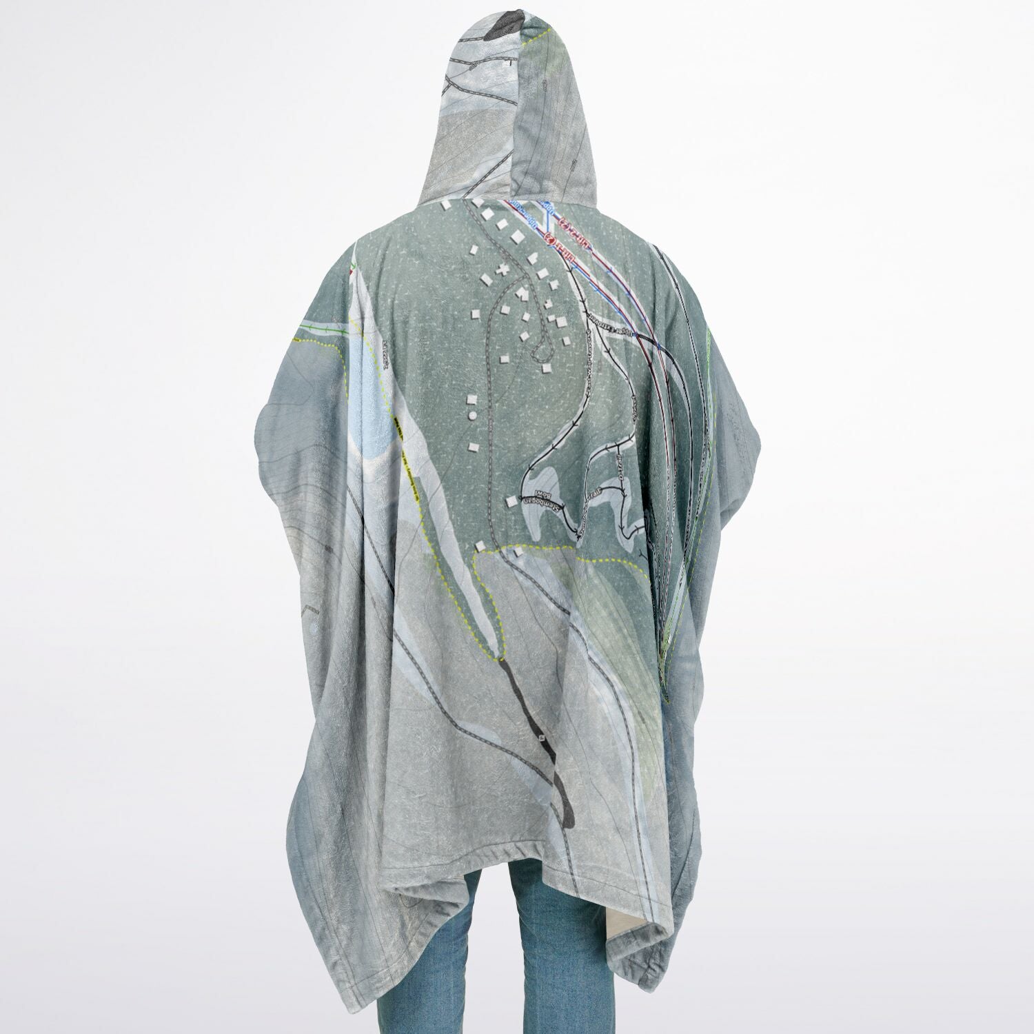 Blue Knob, Pennsylvania Ski Resort Map Flannel Blanket Poncho