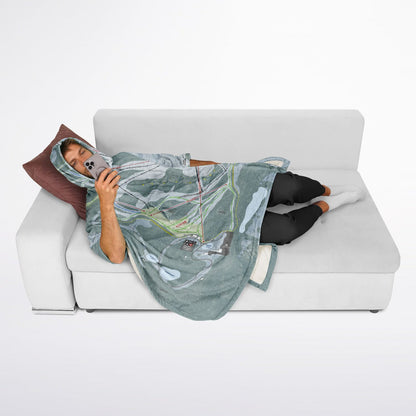 Mt Baker, Washington Ski Resort Map Flannel Blanket Poncho