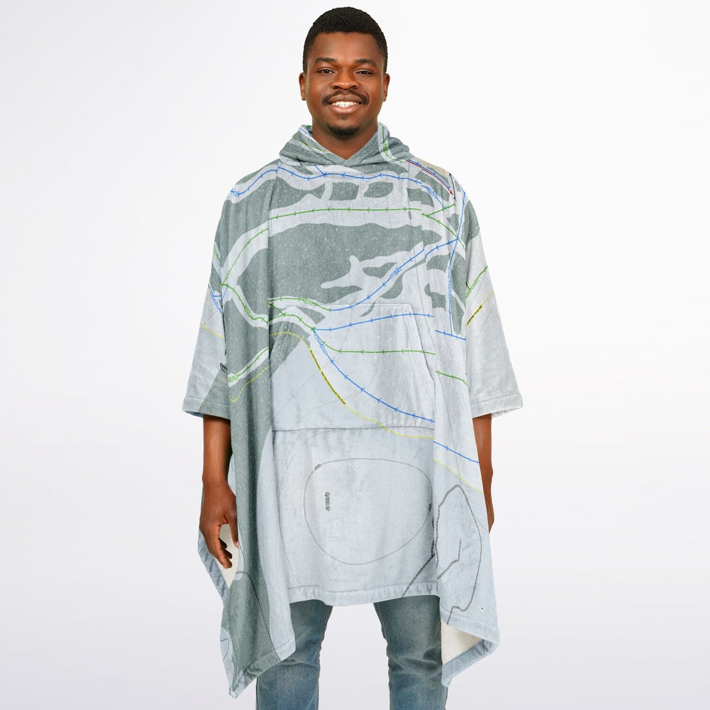Pomerelle, Idaho Ski Resort Map Flannel Blanket Poncho