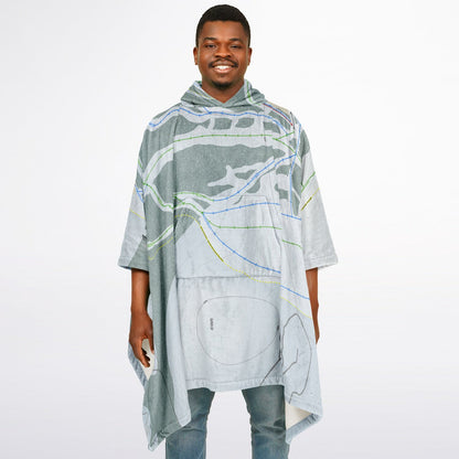 Pomerelle, Idaho Ski Resort Map Flannel Blanket Poncho