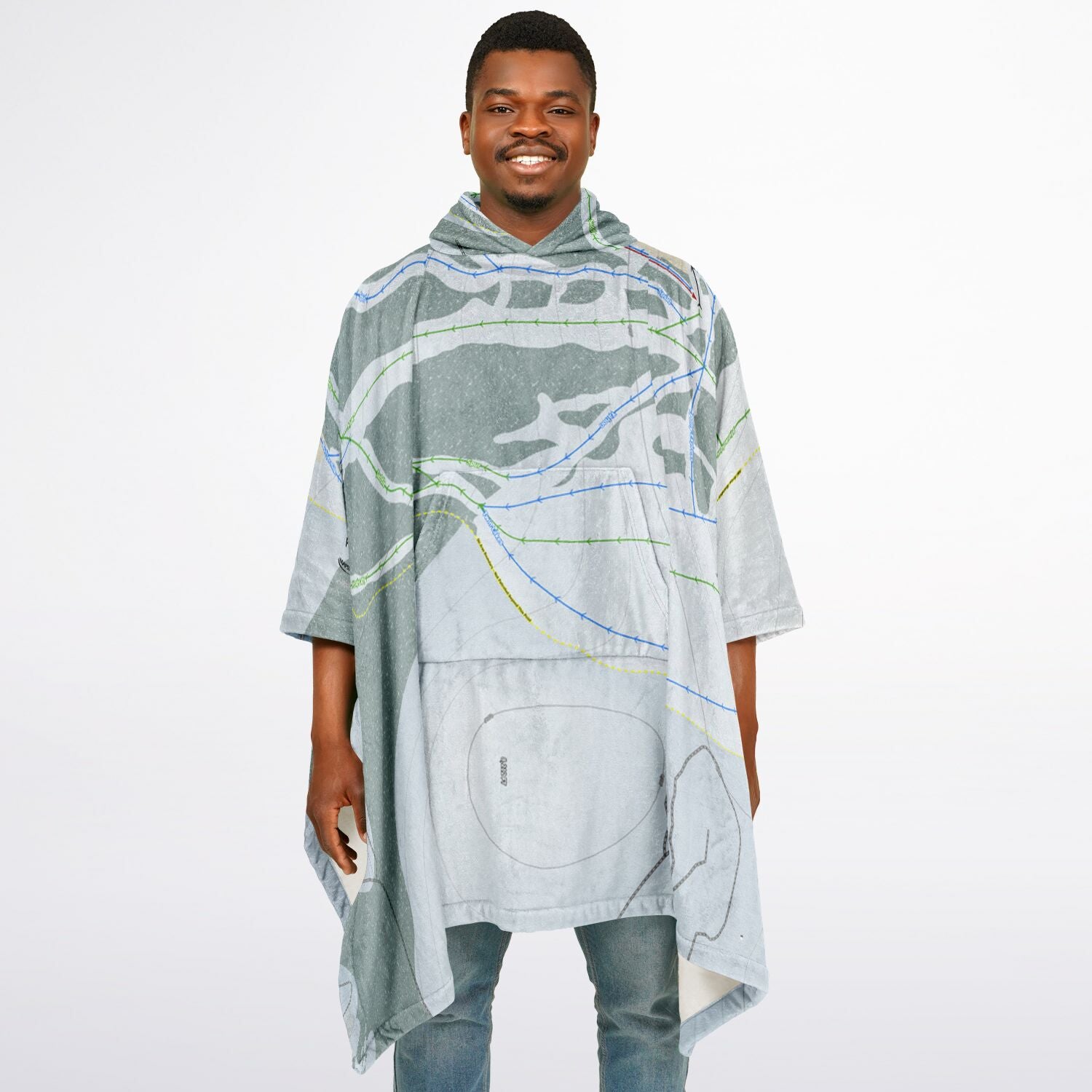 Pomerelle, Idaho Ski Resort Map Flannel Blanket Poncho