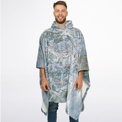 Little Cottonwood Canyon, Utah Ski Resort Map Flannel Blanket Poncho