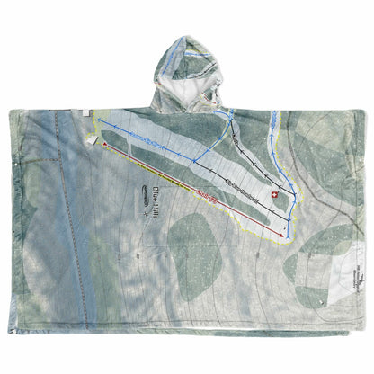 Blue Hills, Massachusetts Ski Resort Map Flannel Blanket Poncho