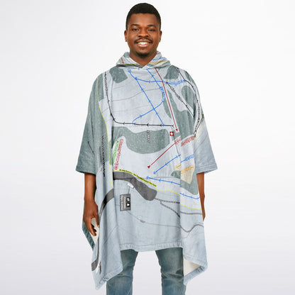 Hurricane Ridge, Washington Ski Resort Map Flannel Blanket Poncho