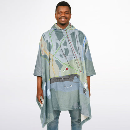 Hilltop, Alaska Ski Resort Map Flannel Blanket Poncho