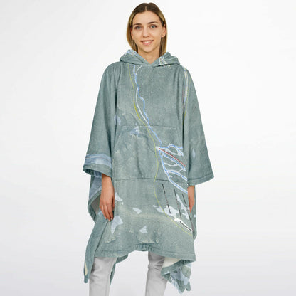 White Pass, Washington Ski Resort Map Flannel Blanket Poncho